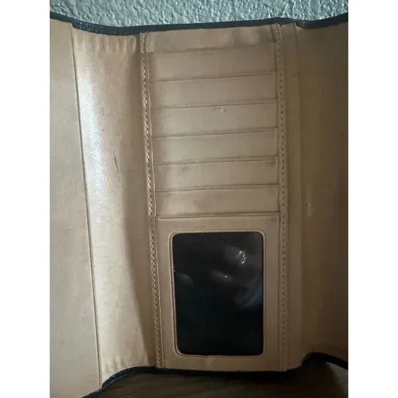 Vintage Coach Black Leather Single Stitch Silver Buckle Tri-Fold Wallet - Picture 4 of 14